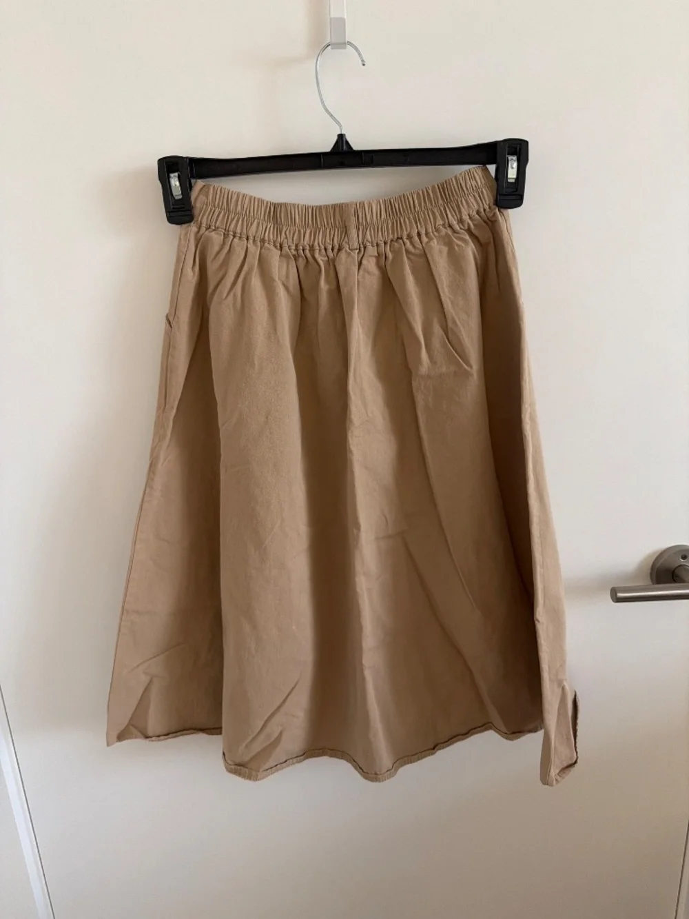 Lightweight Khaki Midi Skirt